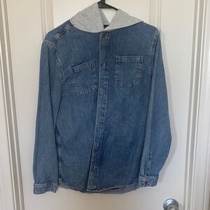 Cat & Jack Blue Denim Jacket with Gray Hood